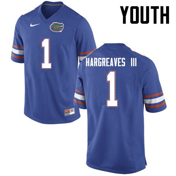 Youth Florida Gators #1 Vernon Hargreaves III College Football Jerseys-Blue - Click Image to Close